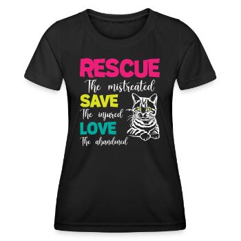 Sauver sauver les chats d’amour - T-shirt sport Femme - noir - Devant - AI Model Female 172 light (172cm)