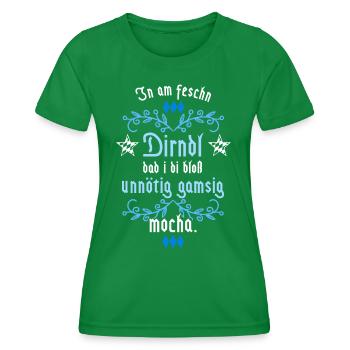 In am Dirndl dad i di gamsig mocha - Frauen Funktions-T-Shirt - Kelly Green - Vorne - AI Model Female 172 dark (172cm)