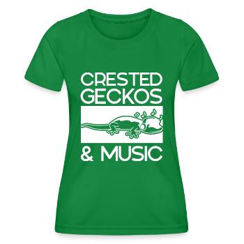 Crested Geckos Musiknoten Musiker Exotisches Tier - Frauen Funktions-T-Shirt - Kelly Green - Vorne - AI Model Female 172 dark (172cm)