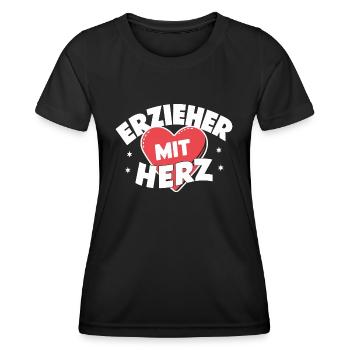 ErzieherHerz Dankeschön Anerkennung Liebe Beruf - Frauen Funktions-T-Shirt - Schwarz - Vorne - AI Model Female 172 light (172cm)