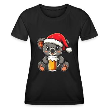Koala Christmas Beer Funny - Women's Functional T-Shirt - black - Front - AI Model Female 172 light (172cm)