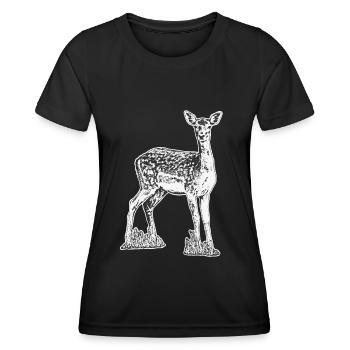 Cerf noir et blanc - T-shirt sport Femme - noir - Devant - AI Model Female 172 light (172cm)