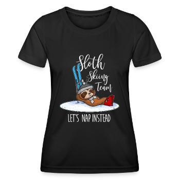 Sloth Skiing Team – Vintage Look - Women's Functional T-Shirt - black - Front - AI Model Female 172 light (172cm)