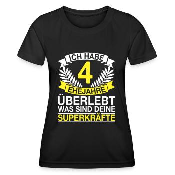 4 Ehejahre Überlebt 4 Hochzeitstag Geschenk - Frauen Funktions-T-Shirt - Schwarz - Vorne - AI Model Female 172 light (172cm)