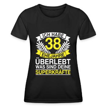 38 Ehejahre Überlebt 38 Hochzeitstag Geschenk - Frauen Funktions-T-Shirt - Schwarz - Vorne - AI Model Female 172 light (172cm)