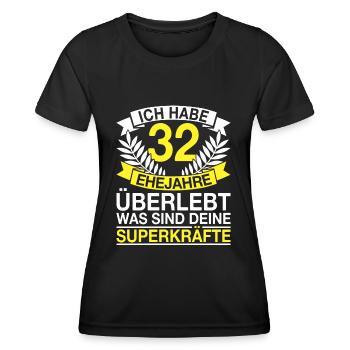 32 Ehejahre Überlebt 32 Hochzeitstag Geschenk - Frauen Funktions-T-Shirt - Schwarz - Vorne - AI Model Female 172 light (172cm)