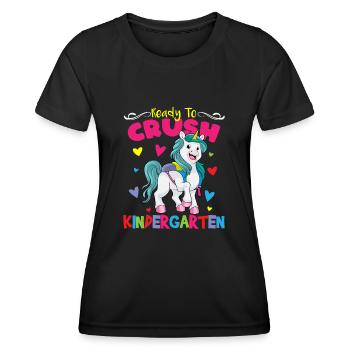 Ready To Crush Kindergarten Pre-K School Unicorn - Women's Functional T-Shirt - black - Front - AI Model Female 172 light (172cm)