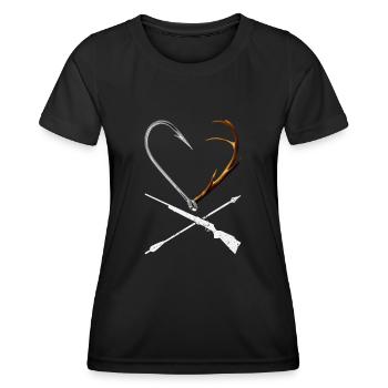 Hunting Fishing Outdoor Hunter Huntsman Fisherman - Women's Functional T-Shirt - black - Front - AI Model Female 172 light (172cm)