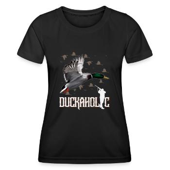 Duckaholic Bird Hunting Duck Hunter Outdoor - Women's Functional T-Shirt - black - Front - AI Model Female 172 light (172cm)