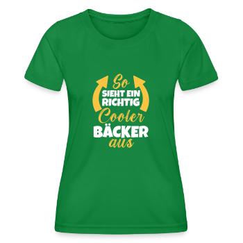 So Sieht Ein Richtig Cooler Bäcker aus Bäckerei - Frauen Funktions-T-Shirt - Kelly Green - Vorne - AI Model Female 172 dark (172cm)