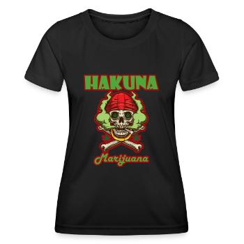 Hakuna Marijuana Drôle De Weed Fumer Pothead THC - T-shirt sport Femme - noir - Devant - AI Model Female 172 light (172cm)