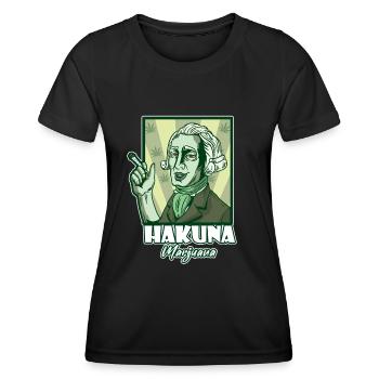 Hakuna Marijuana Drôle De Weed Fumer Pothead THC - T-shirt sport Femme - noir - Devant - AI Model Female 172 light (172cm)