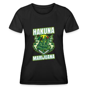 Hakuna Marijuana Drôle De Weed Fumer Pothead THC - T-shirt sport Femme - noir - Devant - AI Model Female 172 light (172cm)