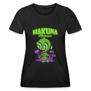 Hakuna Marijuana Drôle De Weed Fumer Pothead THC - T-shirt sport Femme - noir - Devant - AI Model Female 172 light (172cm)