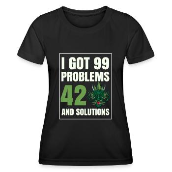 J’ai eu 99 problèmes et 420 solutions Cannabis Weed - T-shirt sport Femme - noir - Devant - AI Model Female 172 light (172cm)