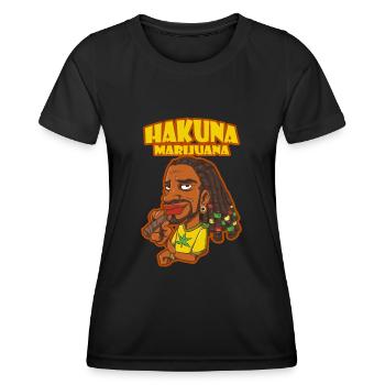 Hakuna Marijuana Drôle De Weed Fumer Pothead THC - T-shirt sport Femme - noir - Devant - AI Model Female 172 light (172cm)