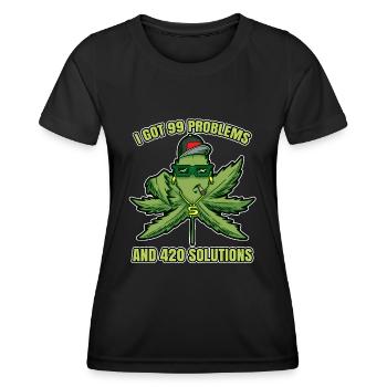 J’ai eu 99 problèmes et 420 solutions Cannabis Weed - T-shirt sport Femme - noir - Devant - AI Model Female 172 light (172cm)