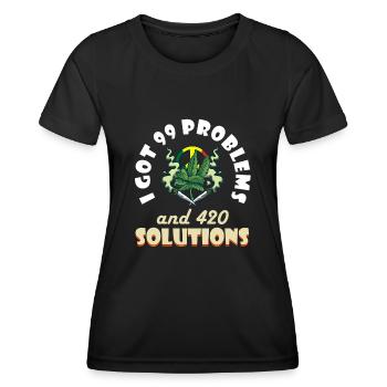 J’ai eu 99 problèmes et 420 solutions Cannabis Weed - T-shirt sport Femme - noir - Devant - AI Model Female 172 light (172cm)