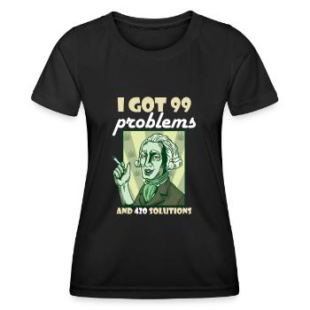 J’ai eu 99 problèmes et 420 solutions Cannabis Weed - T-shirt sport Femme - noir - Devant - AI Model Female 172 light (172cm)
