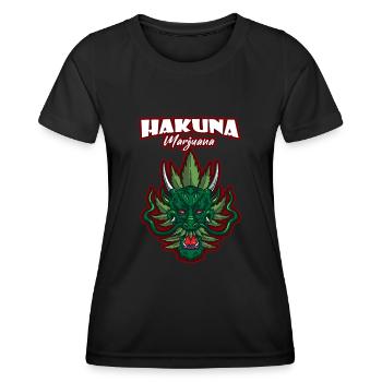 Hakuna Marijuana Drôle De Weed Fumer Pothead THC - T-shirt sport Femme - noir - Devant - AI Model Female 172 light (172cm)