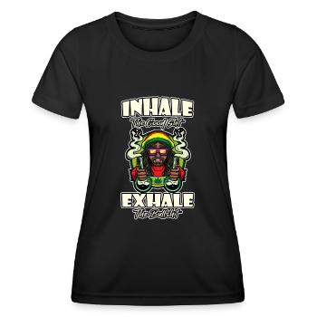 Inhale The Good Shit Exhale The Bullshit 420 Weed - Frauen Funktions-T-Shirt - Schwarz - Vorne - AI Model Female 172 light (172cm)