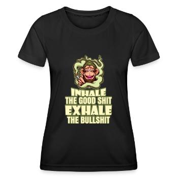 Inhaler la bonne merde expirer la connerie 420 Weed - T-shirt sport Femme - noir - Devant - AI Model Female 172 light (172cm)