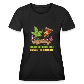 Inhaler la bonne merde expirer la connerie 420 Weed - T-shirt sport Femme - noir - Devant - AI Model Female 172 light (172cm)