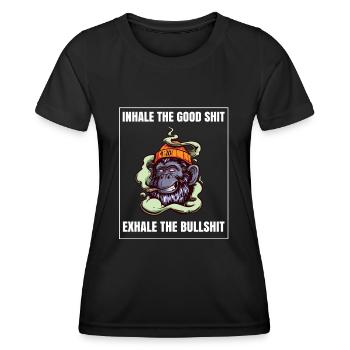 Inhaler la bonne merde expirer la connerie 420 Weed - T-shirt sport Femme - noir - Devant - AI Model Female 172 light (172cm)