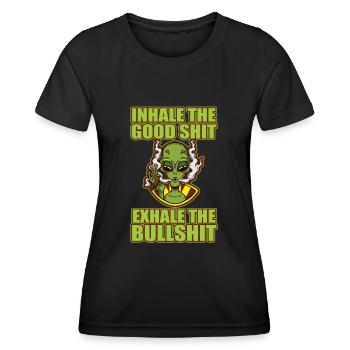 Inhaler la bonne merde expirer la connerie 420 Weed - T-shirt sport Femme - noir - Devant - AI Model Female 172 light (172cm)