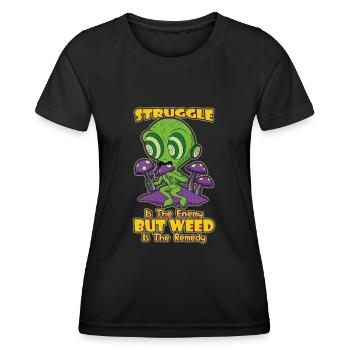 La lutte est l’ennemi, mais l’herbe est le remède - T-shirt sport Femme - noir - Devant - AI Model Female 172 light (172cm)