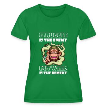 Struggle Is The Enemy But Weed Is The Remedy - Frauen Funktions-T-Shirt - Kelly Green - Vorne - AI Model Female 172 dark (172cm)