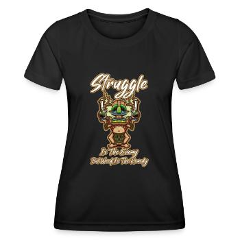 La lutte est l’ennemi, mais l’herbe est le remède - T-shirt sport Femme - noir - Devant - AI Model Female 172 light (172cm)