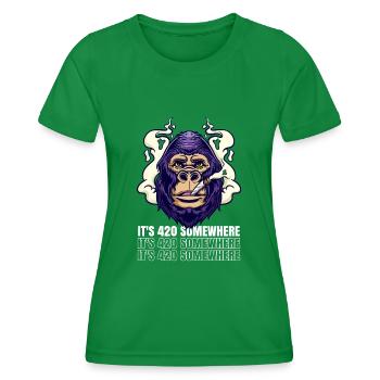 C’est 420 Somewhere Cannabis Weed Smoking THC Ganja - T-shirt sport Femme - vert - Devant - AI Model Female 172 dark (172cm)