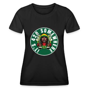C’est 420 Somewhere Cannabis Weed Smoking THC Ganja - T-shirt sport Femme - noir - Devant - AI Model Female 172 light (172cm)