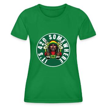 It's 420 Somewhere Cannabis Weed Smoking THC Ganja - Women's Functional T-Shirt - kelly green - Front - AI Model Female 172 dark (172cm)