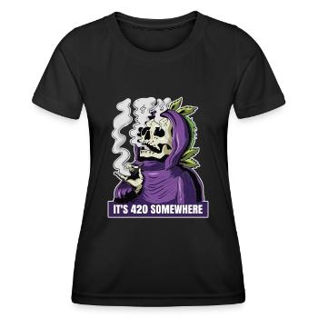 It's 420 Somewhere Cannabis Weed Smoking THC Ganja - Frauen Funktions-T-Shirt - Schwarz - Vorne - AI Model Female 172 light (172cm)