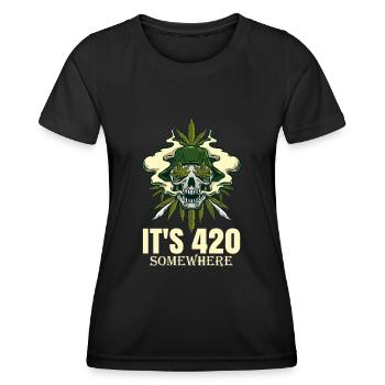 It's 420 Somewhere Cannabis Weed Smoking THC Ganja - Frauen Funktions-T-Shirt - Schwarz - Vorne - AI Model Female 172 light (172cm)