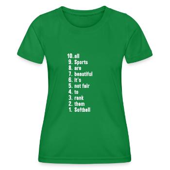 Drôles d’athlètes disant un cadeau de softball - T-shirt sport Femme - vert - Devant - AI Model Female 172 dark (172cm)
