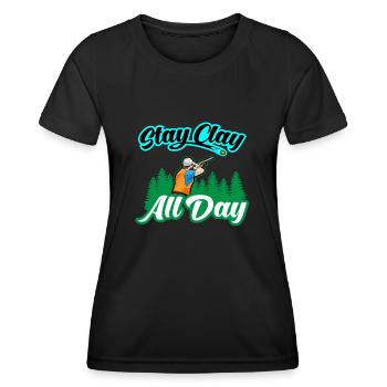 funny clay shooting skeet shooter gift - Women's Functional T-Shirt - black - Front - AI Model Female 172 light (172cm)