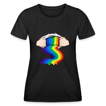 Lgbt Lgbtq Schwul Lesbisch Regenbogen - Frauen Funktions-T-Shirt - Schwarz - Vorne - AI Model Female 172 light (172cm)