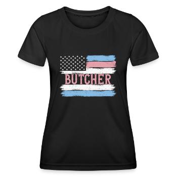 Idée cadeau du chef américain Pride Slaughter - T-shirt sport Femme - noir - Devant - AI Model Female 172 light (172cm)