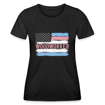 Idée cadeau de charpenterie de bûcheron de la fierté américaine - T-shirt sport Femme - noir - Devant - AI Model Female 172 light (172cm)