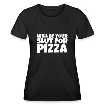 Adulte Humour Ironique Perv Pizza Lover Cadeau - T-shirt sport Femme - noir - Devant - AI Model Female 172 light (172cm)
