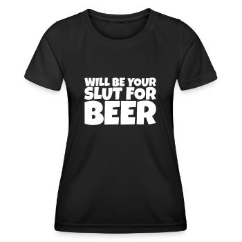 Adult Humor Ironic Perv Beer Lover Gift - Women's Functional T-Shirt - black - Front - AI Model Female 172 light (172cm)