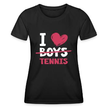Tennis Match Balle Court de Tennis « Tennis-Girl » - T-shirt sport Femme - noir - Devant - AI Model Female 172 light (172cm)