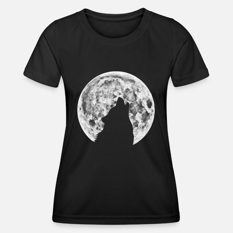Wolf in the moon - Women's Functional T-Shirt - black