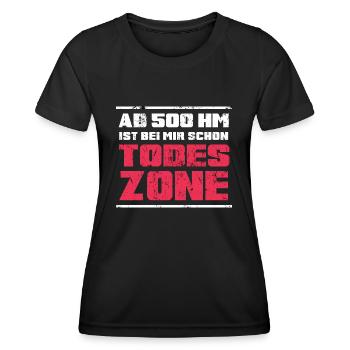 Wandermuffel Höhenmeter Bergwanderung Hüttengaudi - Frauen Funktions-T-Shirt - Schwarz - Vorne - AI Model Female 172 light (172cm)