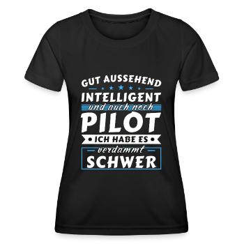 Gut aussehend intelligent - Pilot Edition - Frauen Funktions-T-Shirt - Schwarz - Vorne - AI Model Female 172 light (172cm)