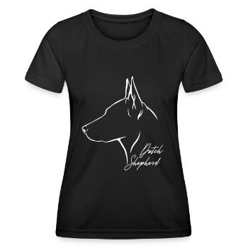 DUTCH SHEPHERD Profil Hunde Hund Wilsigns - Frauen Funktions-T-Shirt - Schwarz - Vorne - AI Model Female 172 light (172cm)
