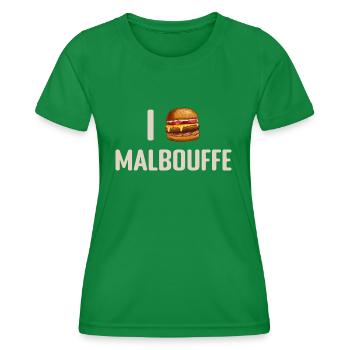I Love Malbouffe - T-shirt sport Femme - vert - Devant - AI Model Female 172 dark (172cm)